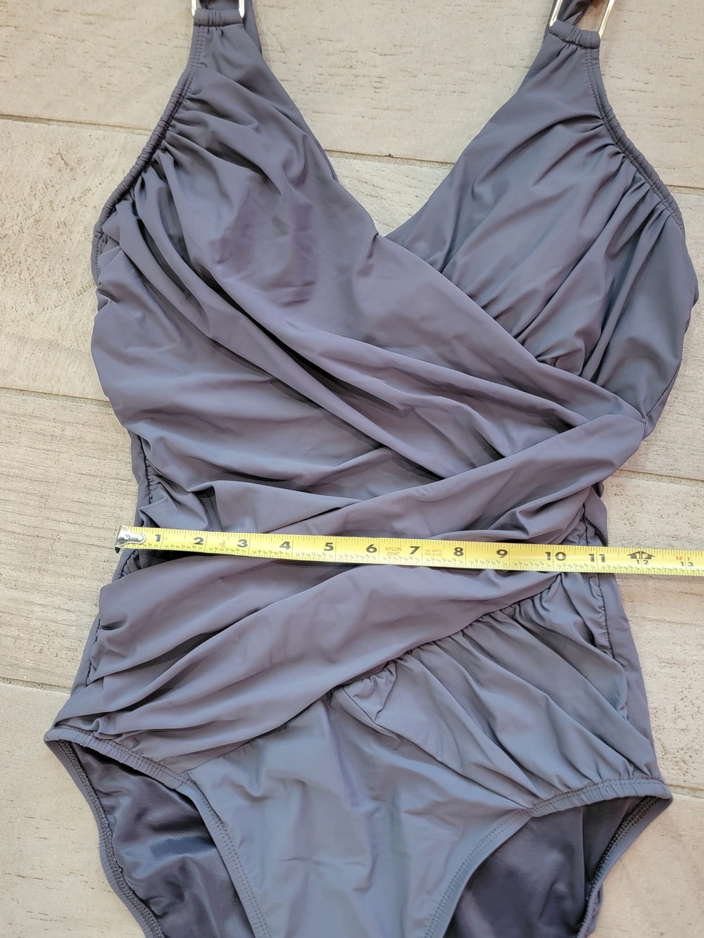 SPANX Slate Gray One-Piece Draped Swimsuit - Picture 2 of 7